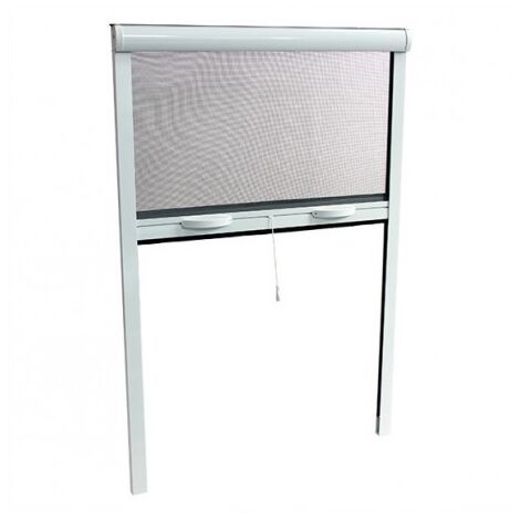 Volet Moustiquaire – Moustiquaire enroulable 220 x 160 cm – Aluminium laqué blanc – Toile fibre de verre imputrescible – Pour porte-fenêtre et baie vitrée