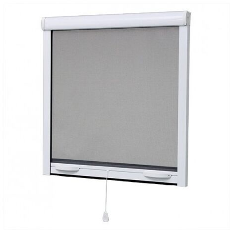 Volet Moustiquaire – Moustiquaire enroulable pour fenêtre H.145 x L.130 cm – Aluminium – Toile en fibre de verre – Coloris blanc – Installation facile