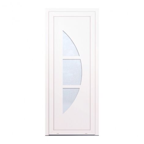 Volet Moustiquaire – Porte d'entrée PVC SURINAM blanche H 215 cm x L 90 cm – Isolation thermique 1.3 Wh/M2 – Serrure multipoint 5 points – Seuil aluminium 20 mm