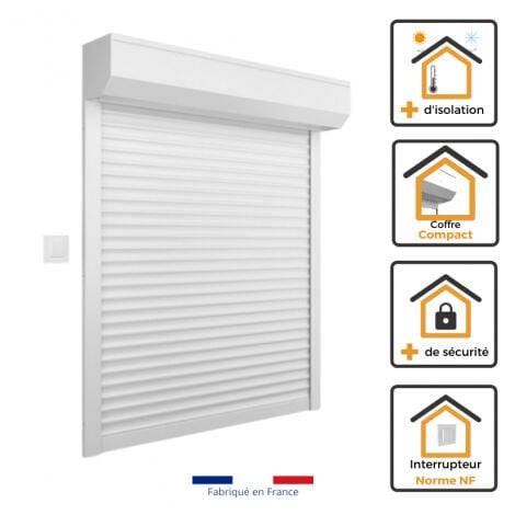 Volet Roulant ALU H170 cm x L150 cm Electrique Filaire Blanc