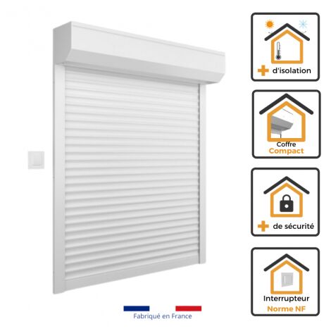 VOLET ROULANT ALU, MOTEUR FILAIRE, H 120 x L120 cm POUR FENETRE