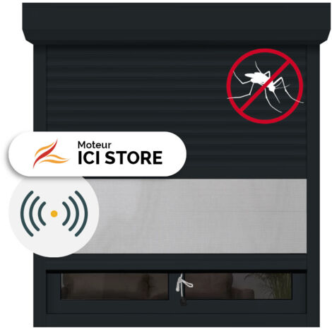 Volet Roulant avec Moustiquaire Intégrée moteur radio H120xL120 alu Anthracite 7016