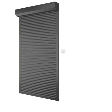 Volet roulant H220 x L150 cm en Aluminium recoupable en largeur et hauteur - Manoeuvre électrique filaire - Coloris gris -