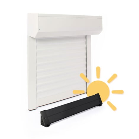 Volet Roulant - Motorisé Solaire - Aluminium Blanc 220 x 150 cm - Recoupable - Motorisation économique