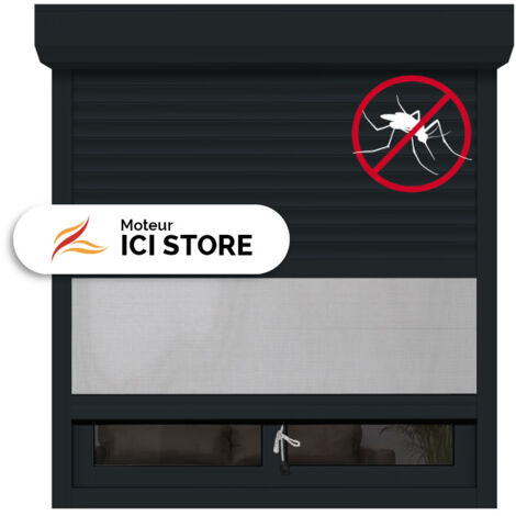 Volet Roulant Moustiquaire Intégrée moteur filaire H110xL100 alu Anthracite 7016