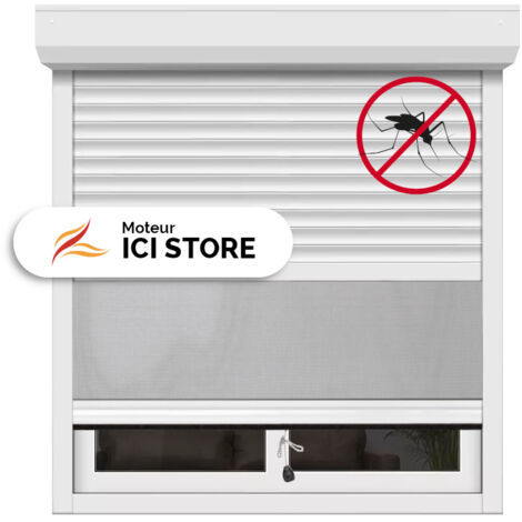 Volet Roulant Moustiquaire Intégrée moteur filaire H110xL100 alu Blanc 9016