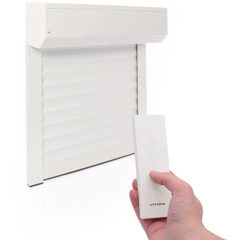 Volet Roulant - Radio Électrique - Aluminium Blanc 120 x 120 cm - Recoupable - Télécommande incluse