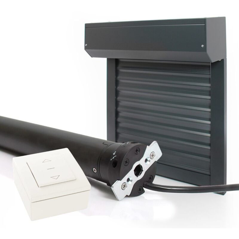 Volet Roulant - Filaire Électrique - Aluminium Gris 155 x 120 cm - Recoupable - Motorisé commande murale