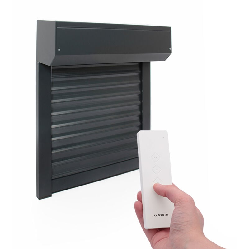 Volet Roulant - Radio Électrique - Aluminium Gris 155 x 120 cm - Recoupable - Télécommande incluse