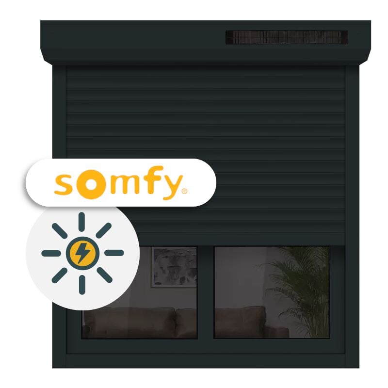 Volet Roulant Solaire Motorisé Somfy Aluminium H215xL120 Anthracite 7016