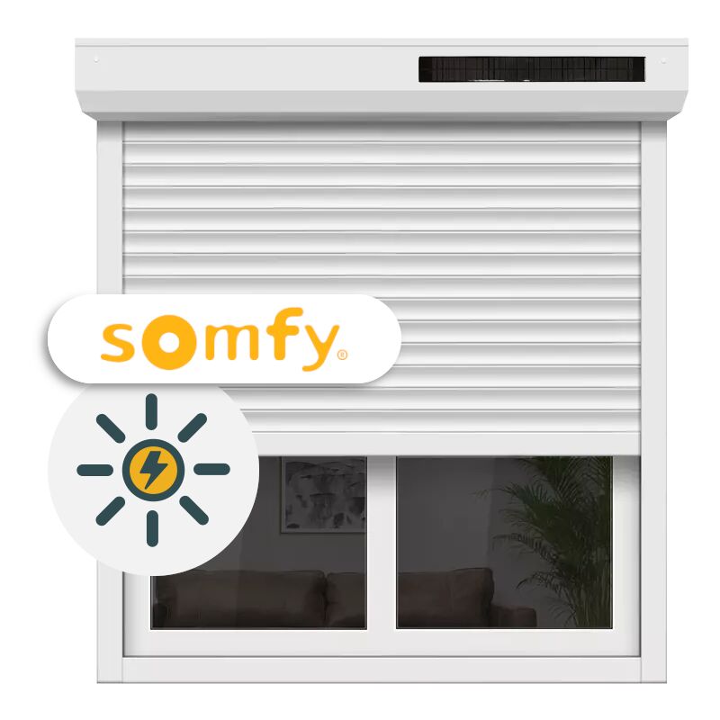 Volet Roulant Solaire Motorisé Somfy Aluminium 220xL120 Blanc 9016