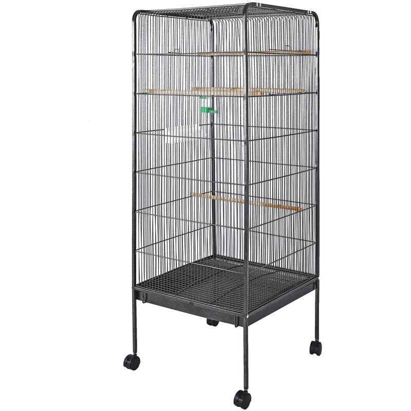 Wiltec Volière à oiseaux xl 54x54x146cm Cage Petits oiseaux & Perruches avec Perchoir Espace Habitat Abri Protection Canaries Élevage Terrasse Jardin