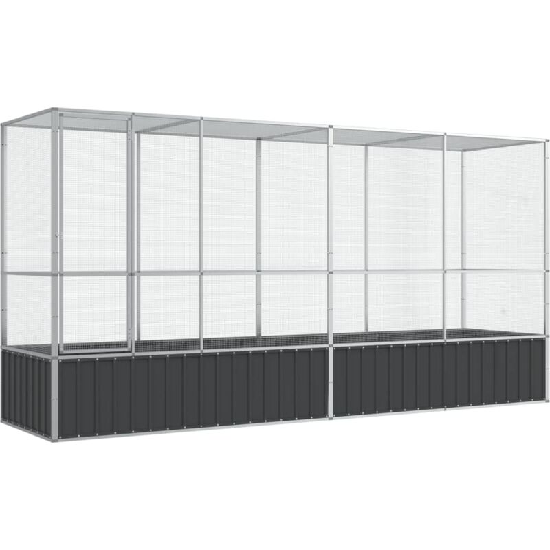 Vidaxl - Volière avec extension argenté 418,5x107x212 cm acier