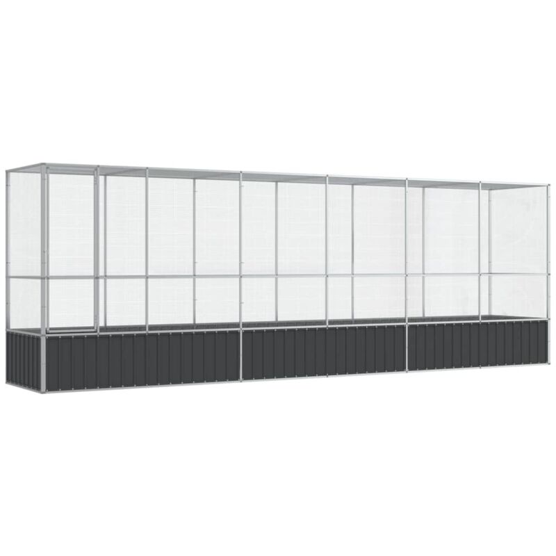 Volière avec extension argenté 626,5x107x212 cm acier vidaXL