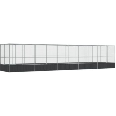 Volière avec extension argenté 1039x207x212 cm acier vidaXL