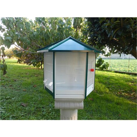 Volière nr 40 vert avec toit blanc 93x43x78cm