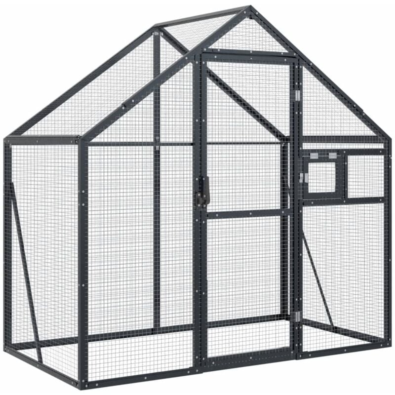Volière cage à oiseaux 179 x 100 x 185 cm aluminium anthracite