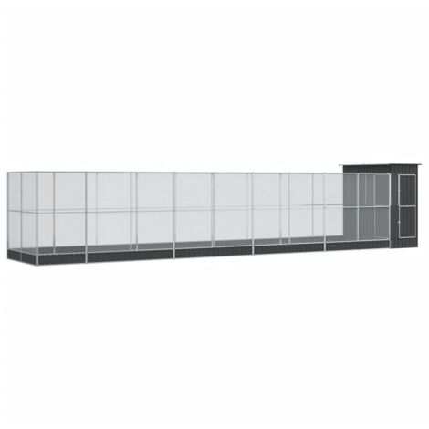 Volière cage à oiseaux avec extension argenté 1037 x 203 x 216 cm acier Argent