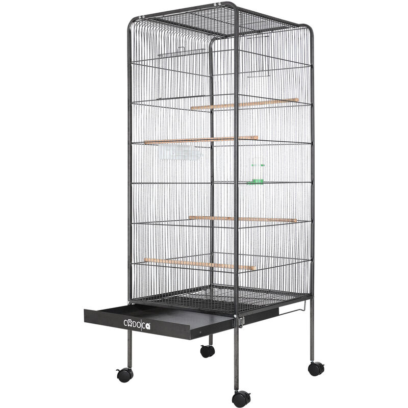Volière cage à oiseaux xl Hauteur 146cm 2 portes Canaries perroquet perruches Volière sans toit