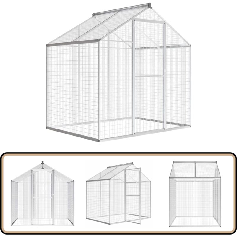 Volière d'extérieur Aluminium 178 x 122 x 194 cm - Voliere Exterieure - Voliére Aluminium - Cage À Oiseaux - Abri Oiseau - Parc À Oiseaux