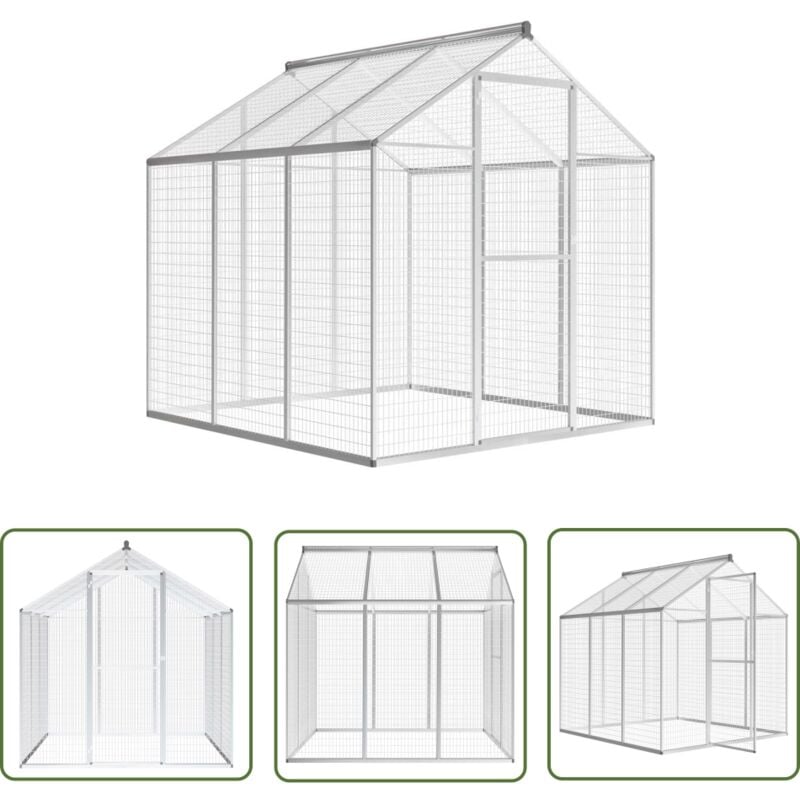 The Living Store Volière d'extérieur Aluminium 183 x 178 x 194 cm - Voliere Exterieure - Voliére Aluminium - Cage À Oiseaux - Abri Oiseau - Espace