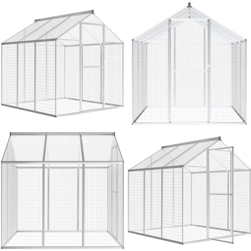 Volière d'extérieur Aluminium 183 x 178 x 194 cm - Voliere Exterieure - Voliére Aluminium - Cage à Oiseaux - Abri Oiseau - Espace Exercice Oiseau