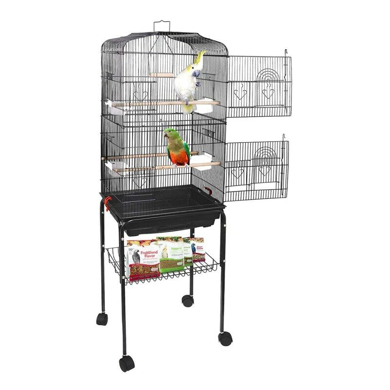 Volière Haloyo pour Degu, Chinchilla, furet avec roulettes,en Métal,46 x 35.3 x 150.6 cm,noir