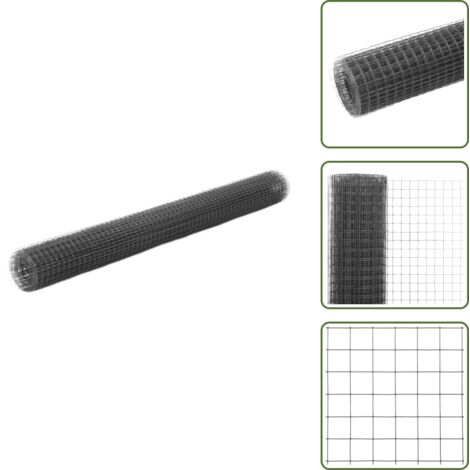 Volière - vidaXL Grillage acier avec revêtement en PVC 25x1,5 m gris - Clôture pour poules