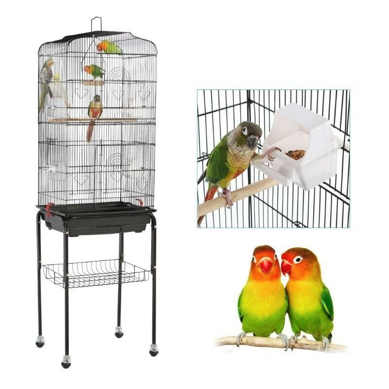 Haloyo - Volière Cage de fer Volière pour Oiseaux Cage avec 4 roulettes 463693cm