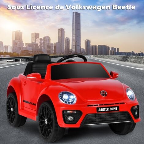 MAISONCHIC Volkswagen Beetle Voiture Électrique 12V/4,5 Ah pour Enfants 3-8 Ans Télécommande 2.4G LED USB Radio Klaxon Rouge CW5566 Maison Chic