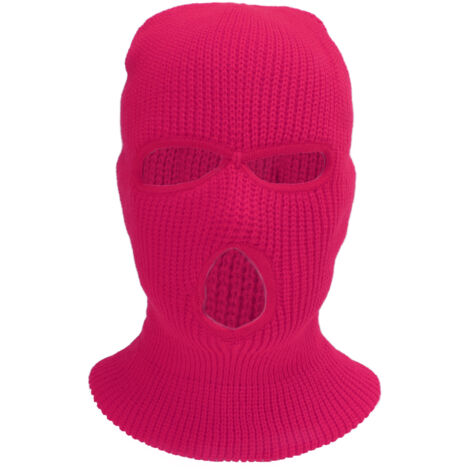 Vollgesichtsmaske aus Strick mit 3 Löchern für Wintersport – Warm und winddicht zum Skifahren und Motorradfahren – Rote Rose