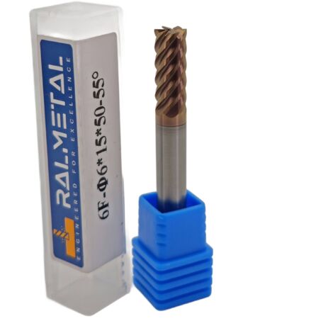Vollhartmetall-6-Schneiden-Fräser 6 x 15 x 50 mm TiSiN 55 HRC