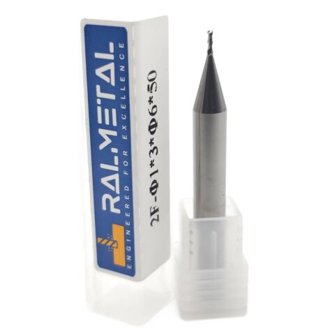 Vollhartmetall-Aluminiumfräser, 2 Schneiden, 1 x 3 x 6D x 50 mm, 45 HRC