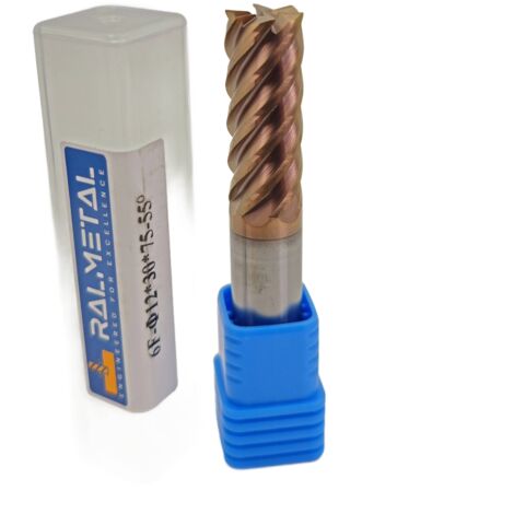 Vollhartmetall-Fräser, 6 Schneiden, 12 x 30 x 75 mm, TiSiN, 55 HRC