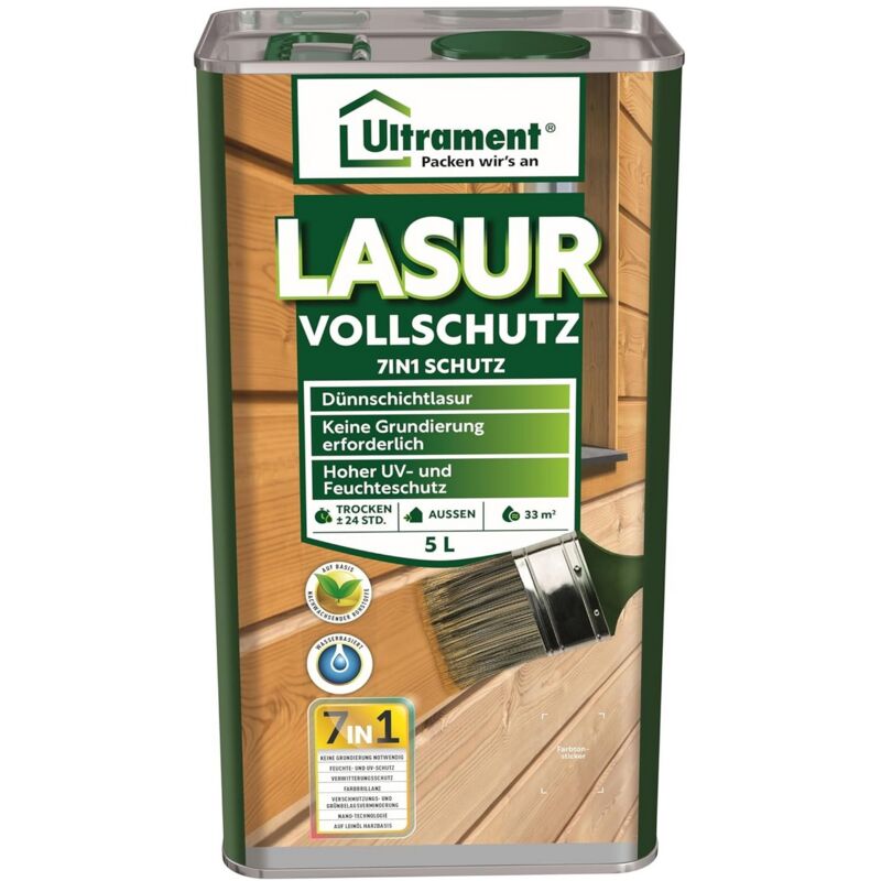Ultrament - Vollschutz-Lasur 7-in-1, eiche, Holzschutz, 5 Ltr