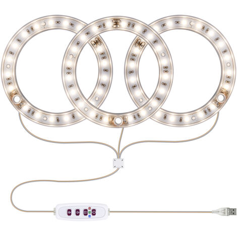 Vollspektrum-LED-Pflanzenlampe mit 20 LEDs, 8h/12h/16h Timer, 5 Helligkeitsstufen, verstellbarer Höhe, USB-Anschluss und Lichtring für Sukkulenten.
