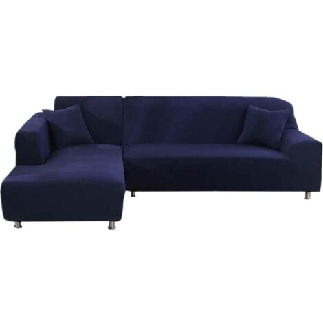Vollständig bezogenes marineblaues elastisches Sofakissen, Doppelsitz (145-185 cm)