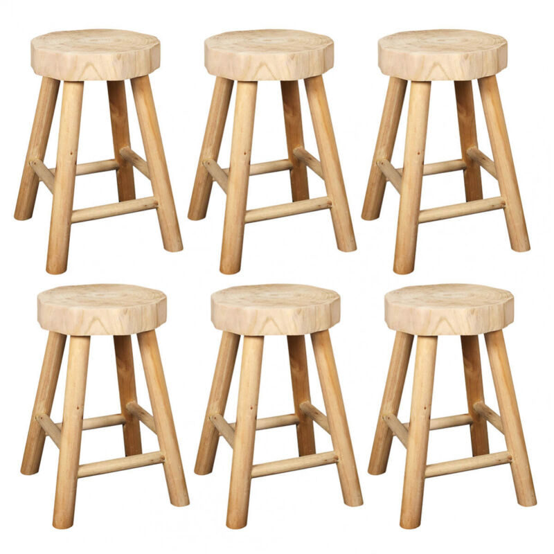 Altobuy - volna - Lot de 6 Tabourets en Bois de Paulownia