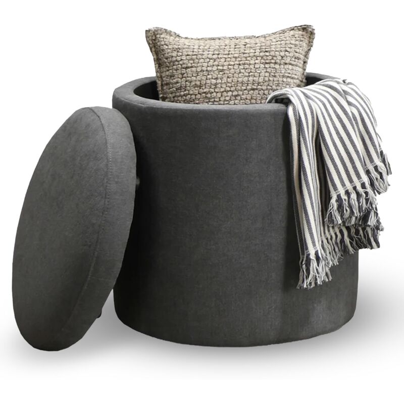Mobilier Deco - volta - Pouf coffre effet peau de mouton gris foncé