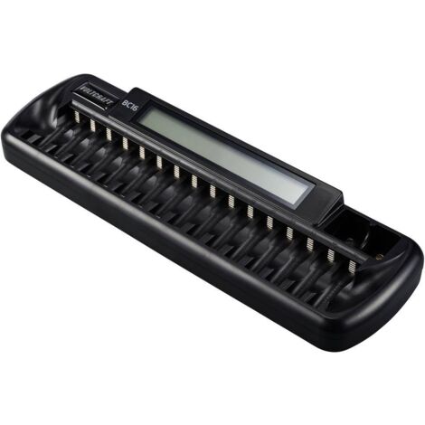 Voltcraft – Chargeur de piles rondes – Charge simultanée de 16 LR6/16 LR03 et 2 blocs 9V – Courant de charge 500/250/100 mA – Écran LCD