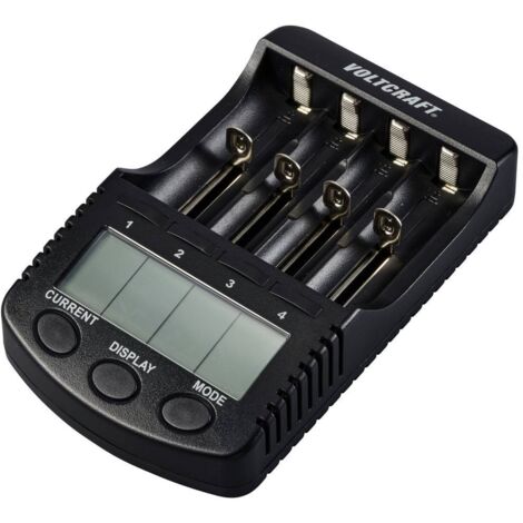 Voltcraft – Chargeur de piles rondes – Compatible NiMH, NiCd, Li-ion – 4 compartiments – Charge rapide 1000 mA – Écran LCD rétroéclairé - X922991