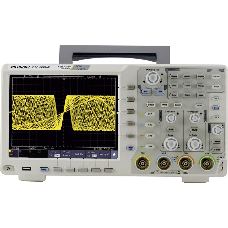 Oscilloscope numérique Voltcraft DSO-6084F 80 MHz 4 canaux 1 Géch/s 40000 kpts 8 bits mémoire numérique (dso), générateur de fonction X425851