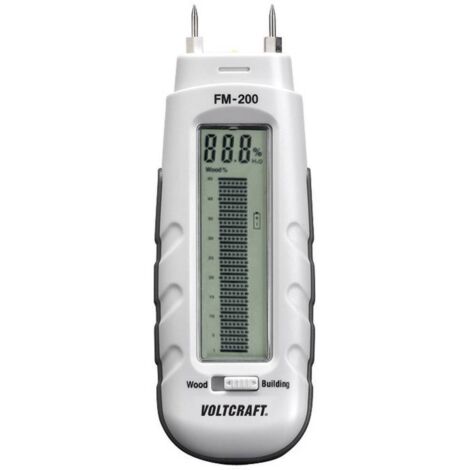 Voltcraft – Humidimètre pour matériaux FM200 – Détecteur d'humidité invasive pour bois et chapes – Plage 6 à 44 % vol – Alimentation 3 piles CR-2032
