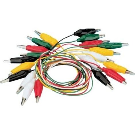 VOLTCRAFT KS-540/0.5 Set de cordons de mesure pinces crocodile pinces crocodile 0.54 m noir, rouge, jaune, vert, blanc