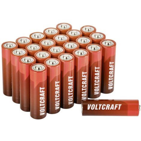 Voltcraft – Lot de 24 piles LR6 (AA) alcalines 3000 mAh 1.5 V – Adaptées à de nombreuses applications – Boîte de rangement incluse