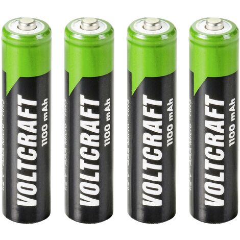 Voltcraft – Lot de 4 piles rechargeables LR3 (AAA) NiMH 1100 mAh – Tension 1.2 V – Accus pour appareils gourmands en énergie - W811162