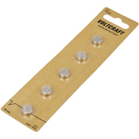 VOLTCRAFT Pile bouton LR 43 1.5 V 5 pc(s) 85 mAh alcaline(s) VC-16108010 A598753