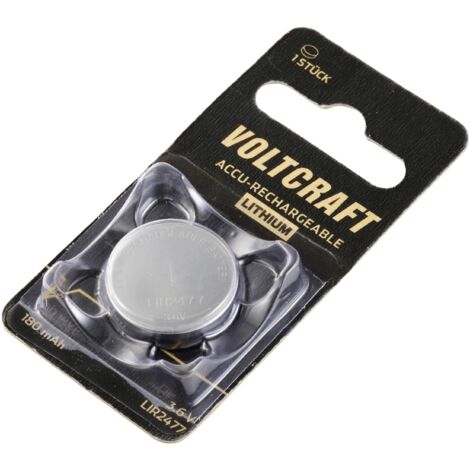 Voltcraft – Pile bouton rechargeable LIR 2477 lithium 180 mAh 3.6 V – 400 cycles de charge – Accu haute performance – 1 pièce - S156912