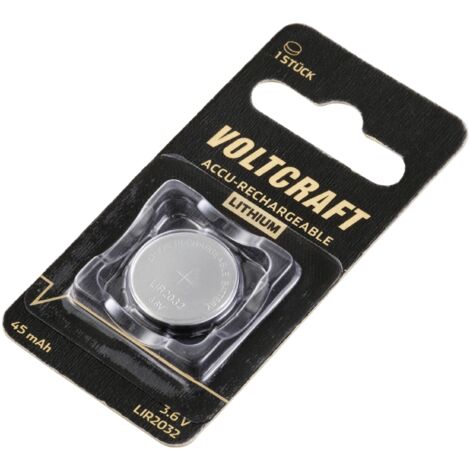 Voltcraft – Pile bouton rechargeable LIR2032 lithium 45 mAh 3.6 V – Jusqu'à 400 cycles de charge – Pour appareils électroniques courants - S156982