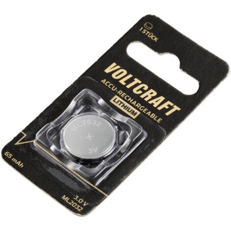 Voltcraft – Pile bouton rechargeable ML 2032 lithium 65 mAh 3 V – Jusqu'à 400 cycles de charge – Pour appareils courants - S156932